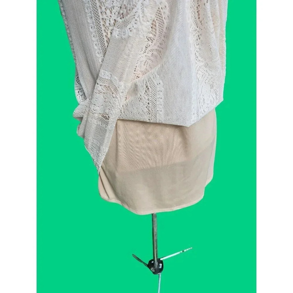 Cream Lace over Nude Short Lace Slip Cocktail Dress by Fire Los Angeles SZ SM - Picture 3 of 13